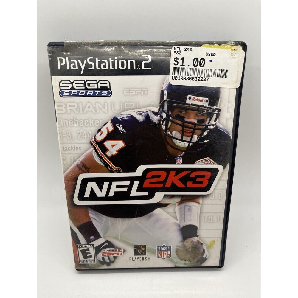 NFL 2K3 PS2 Sony PlayStation 2 Game Urlacher Chicago Bears - TESTED